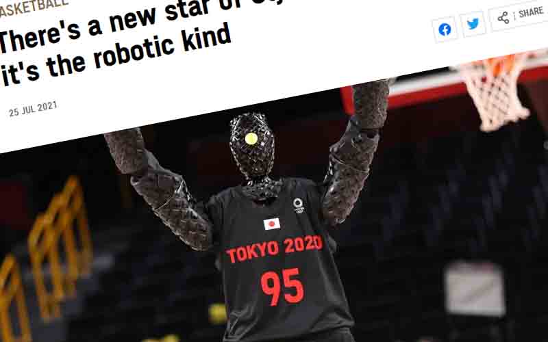 This Olympic basketball robot makes easy three-point and half-court shots