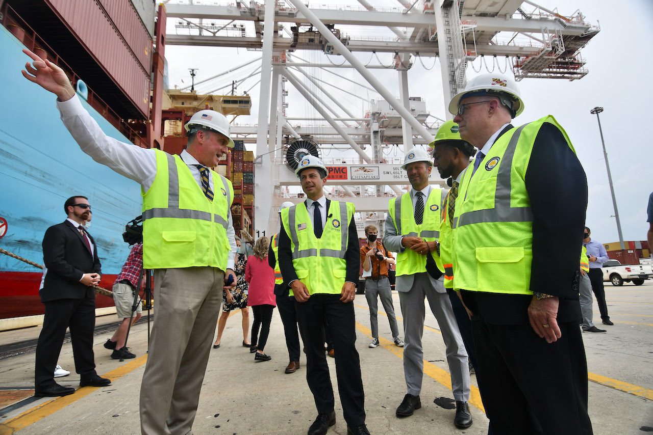 Pete Buttigieg visits Baltimore to visit Port, see federally funded project