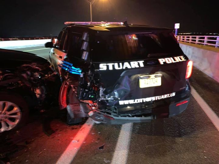 Stuart police car stopped as officer helped disabled motorist struck by drunk driver