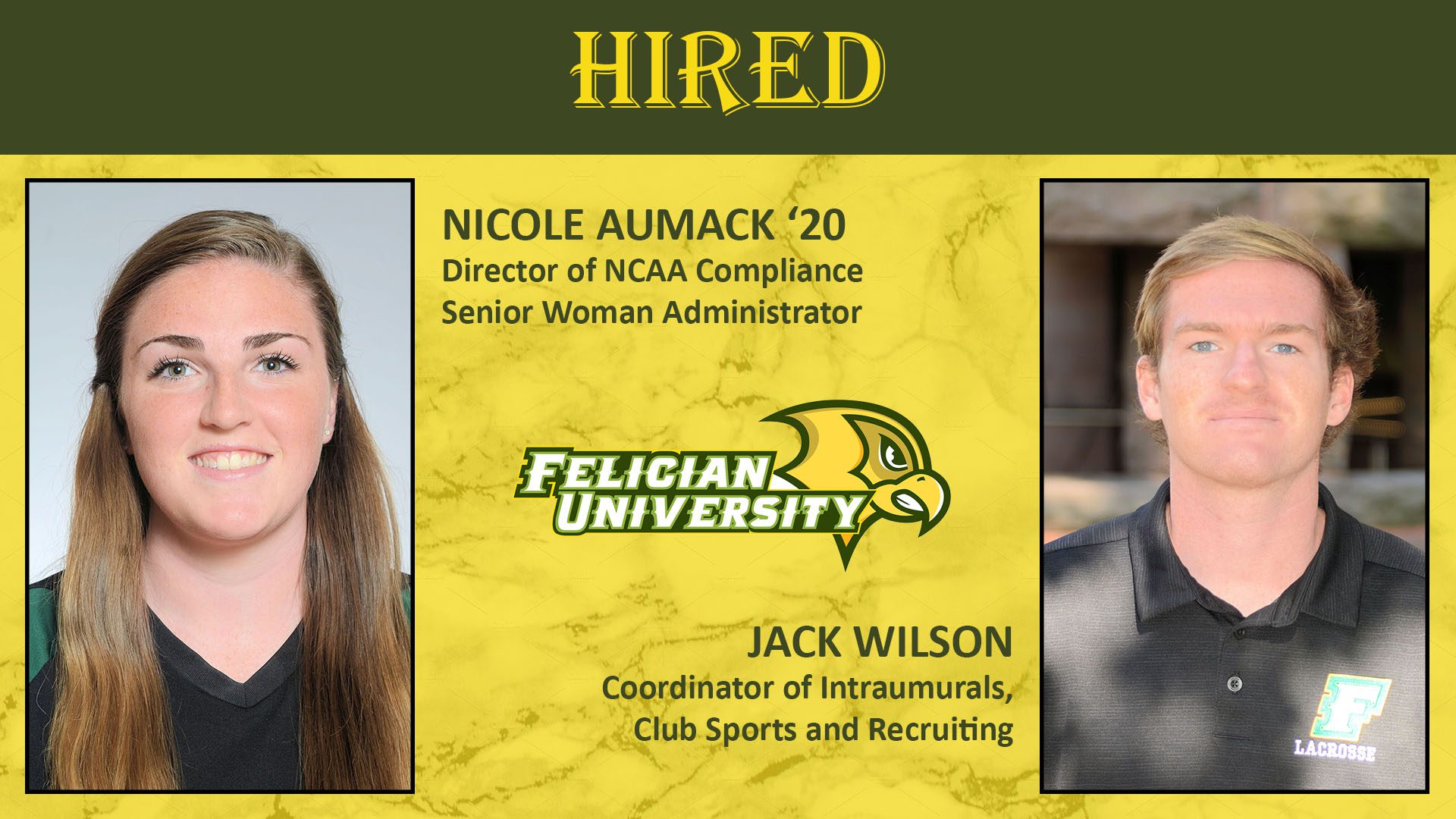 Felician Athletics Hires Brick Memorial, CBA Grads To Full-Time Spots