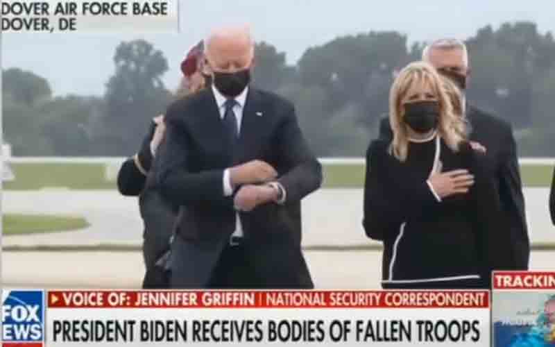 FACT CHECK: Did Joe Biden check the time as caskets of dead Marines passed by?