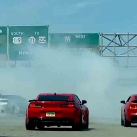 The fast and the frivolous: camaro drivers block turnpike to do donuts - photo licensed by shore news network.