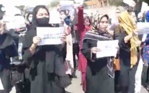 Taliban special forces shut down women's rights protest with guns drawn