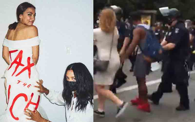 Rebellious AOC attends $30k Met Gala to protest the rich as BLM protesters clashed with police outside