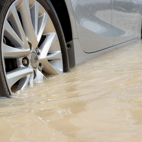 Road flooded - use caution, police advise alternate routes.