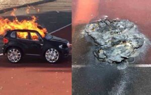 Toddler's ride goes up in flames as police suspect arson after photos posted on snapchat