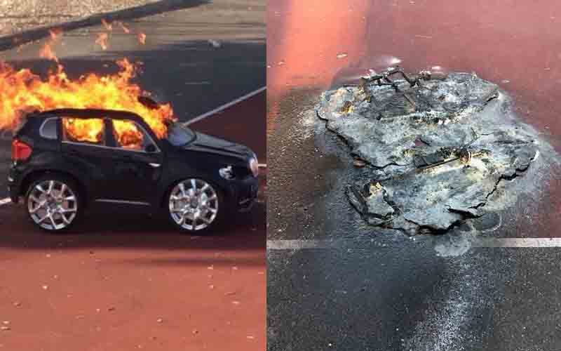 Toddler's ride goes up in flames as police suspect arson after photos posted on SnapChat
