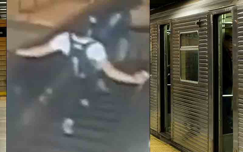 Police searching for man who randomly kicked woman down a subway escalator