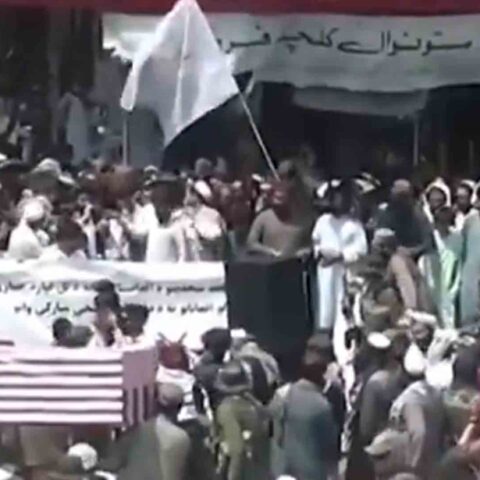 Taliban hosts mock funeral for americans, complete with flag-draped coffins - photo licensed by shore news network.