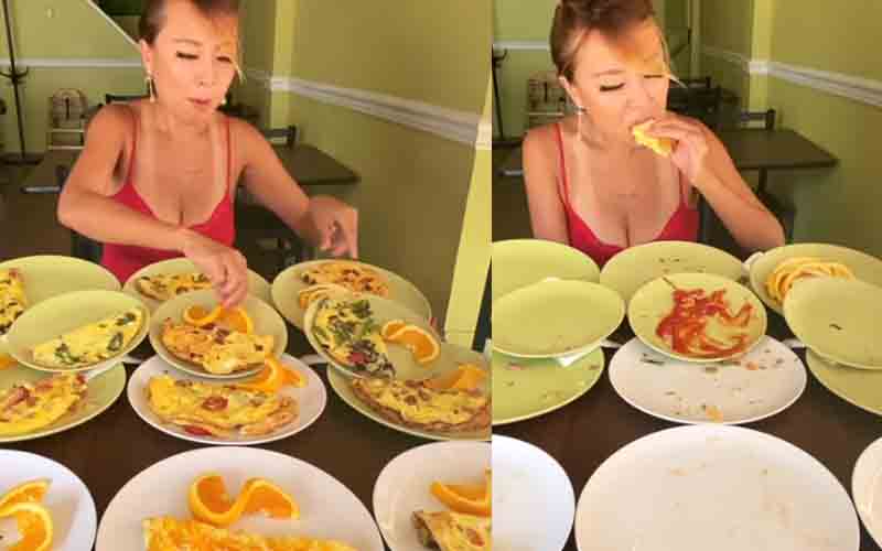 Popular female vlogger eats entire omelet menu at New Jersey cafe