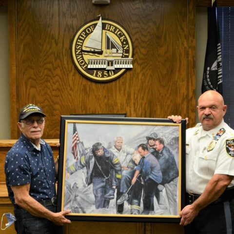 Brick artist paints masterpiece of 9-11 victim father michael judge - photo licensed by shore news network.
