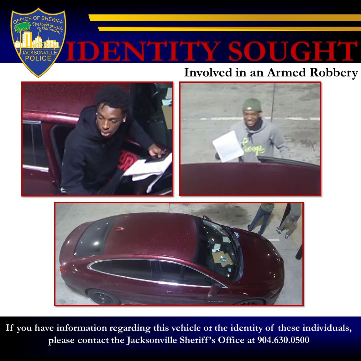 Jacksonville PD Searching for Armed Robbery Suspects