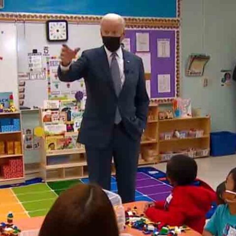 Joe biden confesses to jersey children that he avoids answering to the press - photo licensed by shore news network.