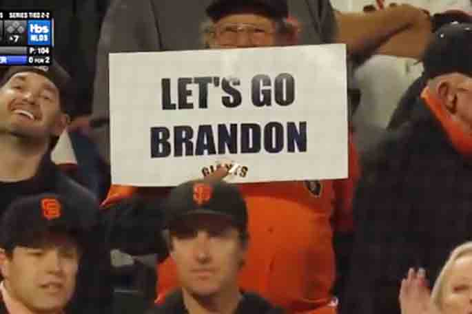 TBS gets trolled with Let's Go Brandon sign during Dodger vs. Giants playoff game