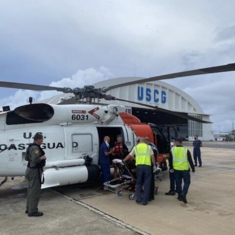 Coast guard helicopter rescues swimmers off rompe olas beach - photo licensed by shore news network.