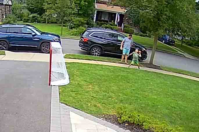 Six-year-old makes an incredible shot, caught on doorbell cam