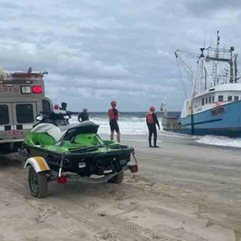 75-foot fishing boat runs ashore in seaside park - photo licensed by shore news network.