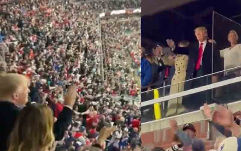 As America unites behind the Atlanta Braves, President Trump Tomahawk chops