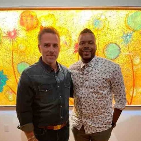 Acclaimed aspiring artist hunter biden rubs elbows with hollywood elite at l. A. Art show - photo licensed by shore news network.