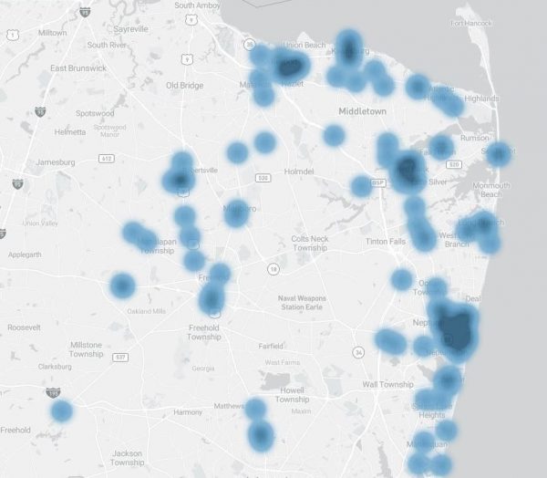 Map shows where you're most likely to get hit by a car while walking in Monmouth County Map shows where you're most likely to get hit by a car while walking in Monmouth County