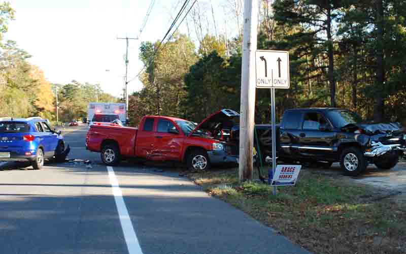 One airlifted after crash involving three vehicles