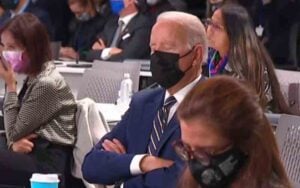 Sleepy joe biden falls asleep at a boring climate summit