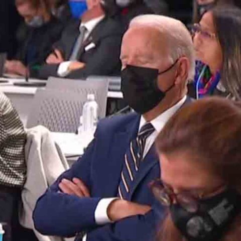 Sleepy joe biden falls asleep at a boring climate summit - photo licensed by shore news network.