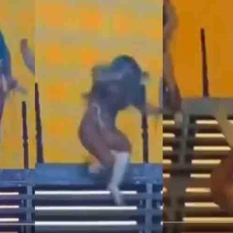 Singer karol g tumbles down a flight of stairs at miami concert, exposing lip-syncing performance - photo licensed by shore news network.