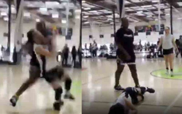 Youth basketball player's cheap shot goes viral after mom said "hit her"