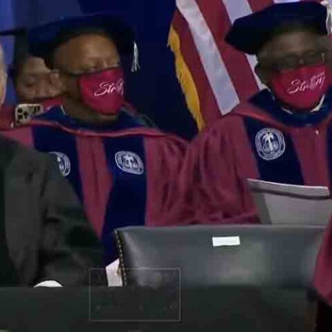 Joe biden calls wearing a face mask a patriotic duty, then doesn't wear his mask - photo licensed by shore news network.