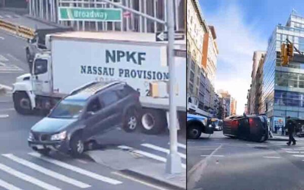 Watch how NYPD tow truck handles this bizarre feat of driving