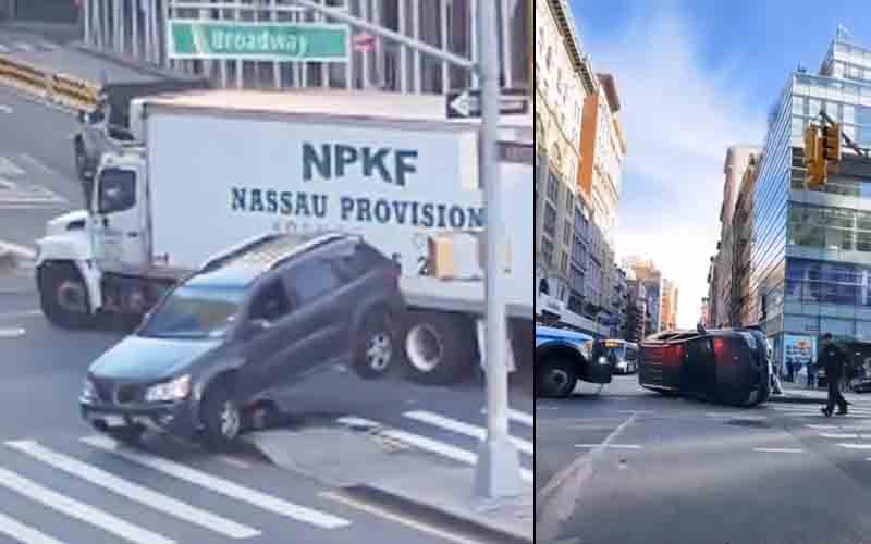 Watch how NYPD tow truck handles this bizarre feat of driving