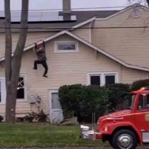 Oceanport man's christmas decoration gets a visit from the fire department - photo licensed by shore news network.