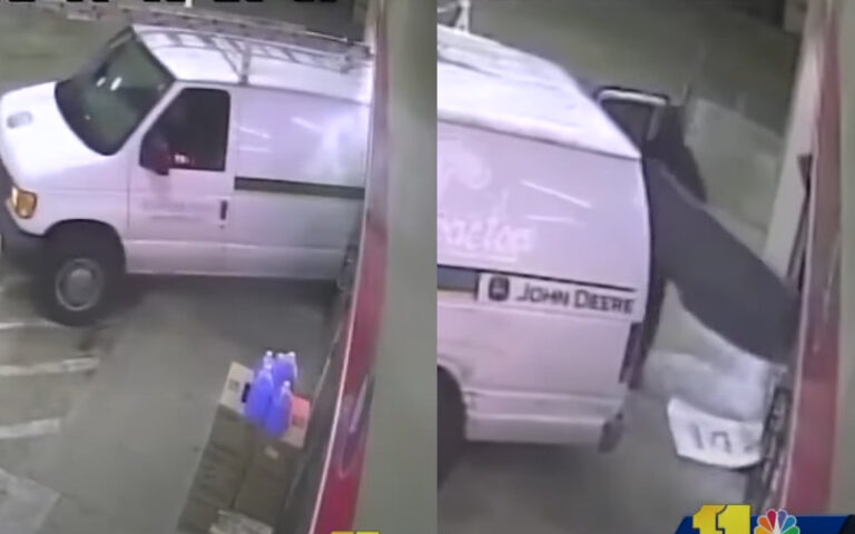 Brazen baltimore smash and grab as suspects drove van through window to steal atm - photo licensed by shore news network.