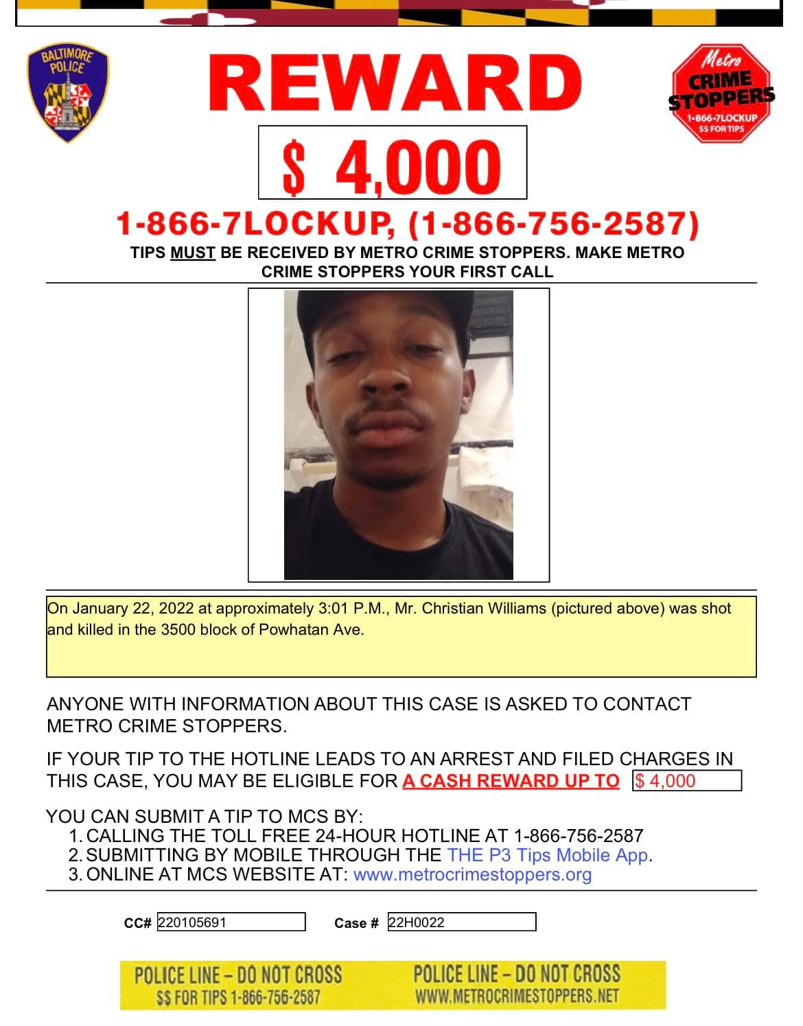 Baltimore Police Need Your Help Locating Suspect in Homicide