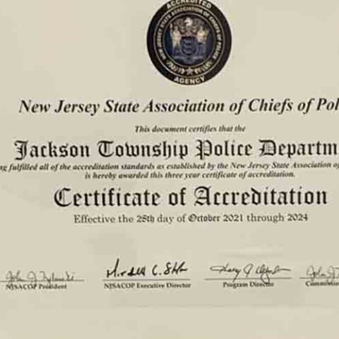 Jackson police department achieves njsacop accreditation - photo licensed by shore news network.