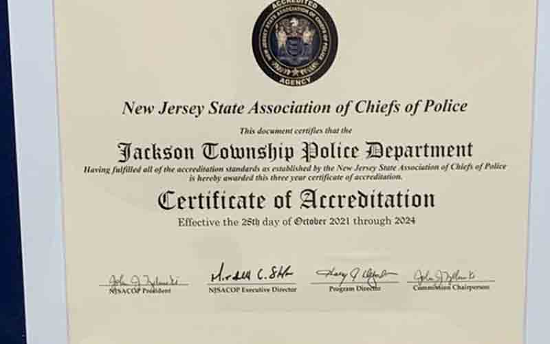 Jackson Police Department Achieves NJSACOP Accreditation