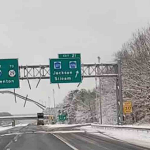 Watch: nj dot salt spreader slams into highway roadsign on i-95 in jackson - photo licensed by shore news network.
