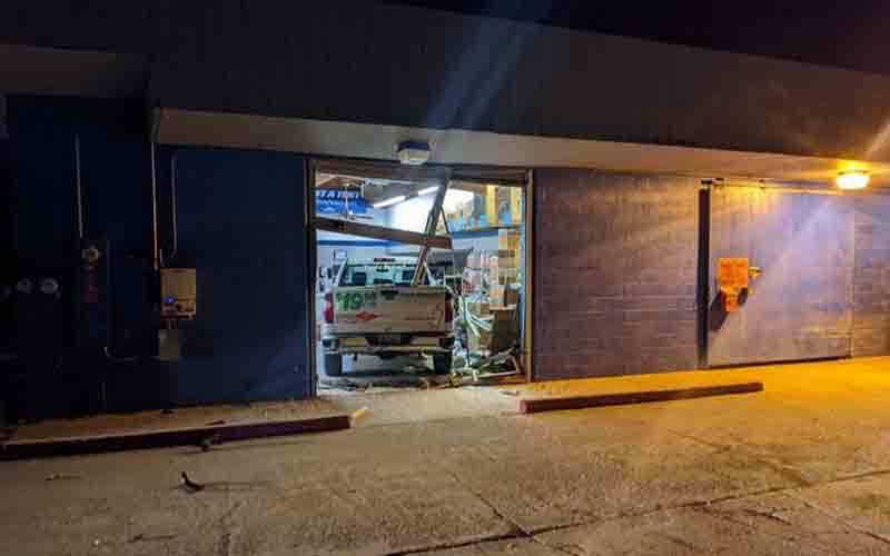 DUI driver drove pickup into business, stole cash register money, released with ticket