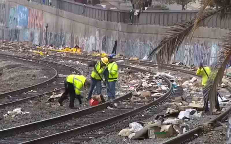 Los Angeles finally cleans up rail line full of heisted cargo packages after train derails