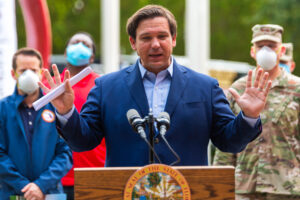 Desantis said the left treats covid-19 viral treatments like voodoo and don't believe in the treatment