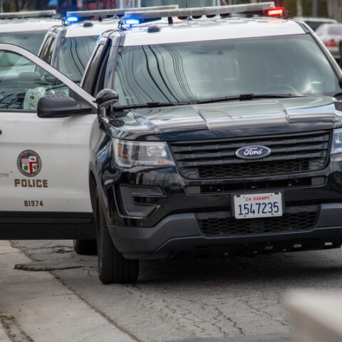 Drunk mustang driver caught on camera praying as car slams into median during la crash - photo licensed by shore news network.