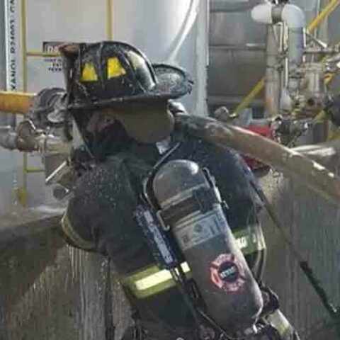 Newark firefighters battle fire at troy chemical company - photo licensed by shore news network.
