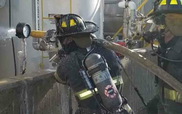 Newark firefighters battle fire at troy chemical company - photo licensed by shore news network.