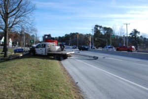 Commercial truck hauler collides with honda pilot on route 37 in manchester