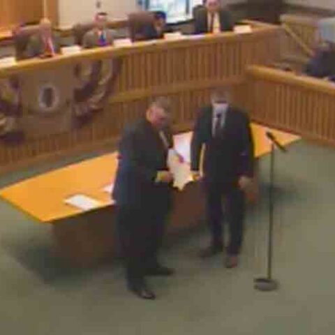 Mcguckin swears in ciccozzi and quinlisk at toms river reorg meeting - photo licensed by shore news network.