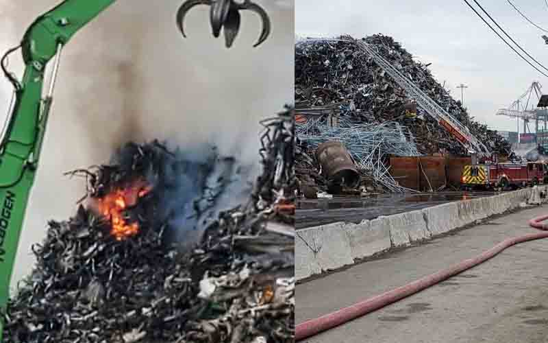 Newark firefighters respond to scrapyard junkpile fire