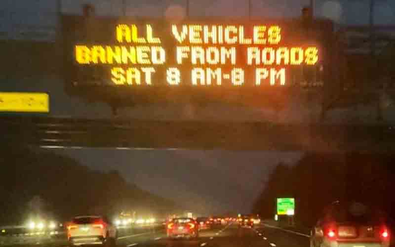 Travel ban on Rhode Island state roadways Saturday