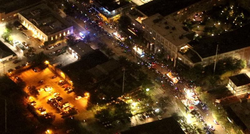 AMO Secures New Orleans Mardi Gras Parades from Air and River View of parade from 1,500 feet up