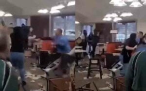 BUFFET BRAWL Fight Breaks Out At Golden Corral Over Steak Chairs Fly Across Restaurant